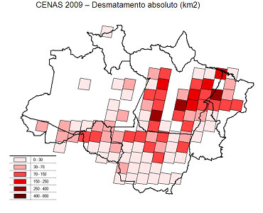 Desmatamento absoluto (Km2) 2009